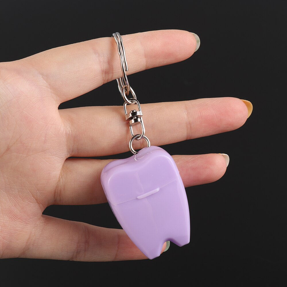 1PC Portable 15m Nylon Wire Dental Floss Plastic Keychain Shaped Toothpick Oral Hygience Teeth Clean Tooth Care Accessory