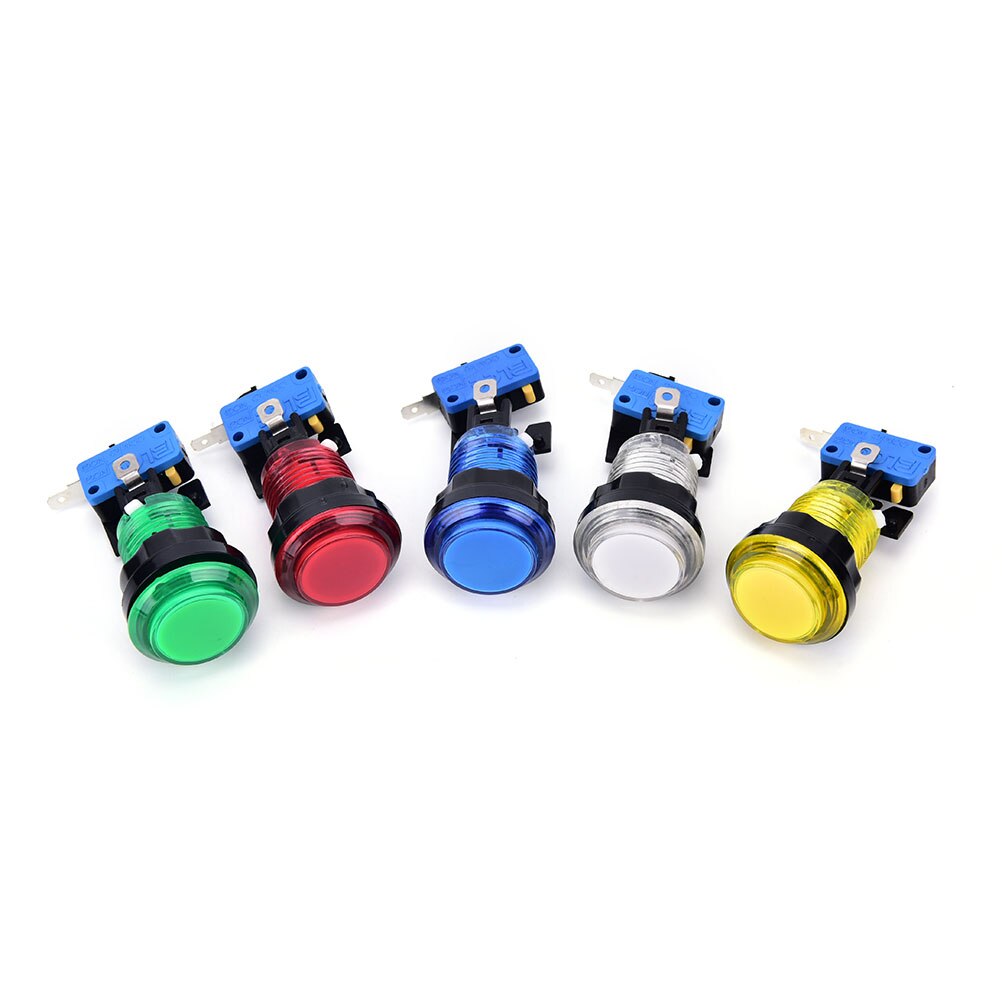 1 stuk led-licht verlichte ronde arcade videogame-speler drukknopschakelaar 5 kleuren 32mm