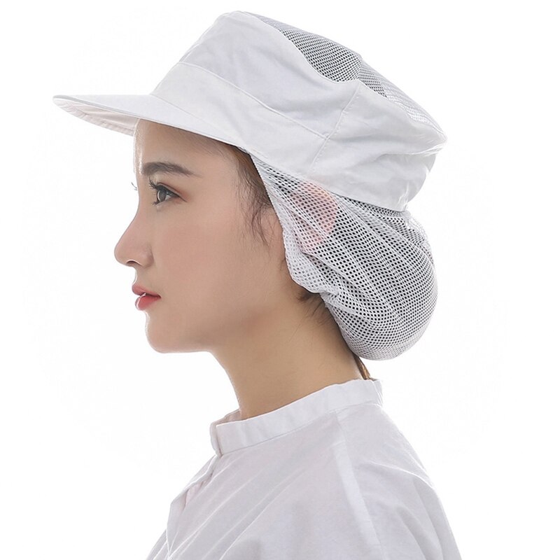 Elastic Mesh Visors Caps Chef Hat Kitchen Restaurants Hotel Work Uniform Dustproof Cooking Cap Breathable Waiter Workshop Caps: HT5064WT