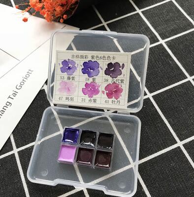 Japanske lovende farver, gul, rød, blå, lilla, brun, grøn, smaragd, vand, mini akvarel split prøve: 3