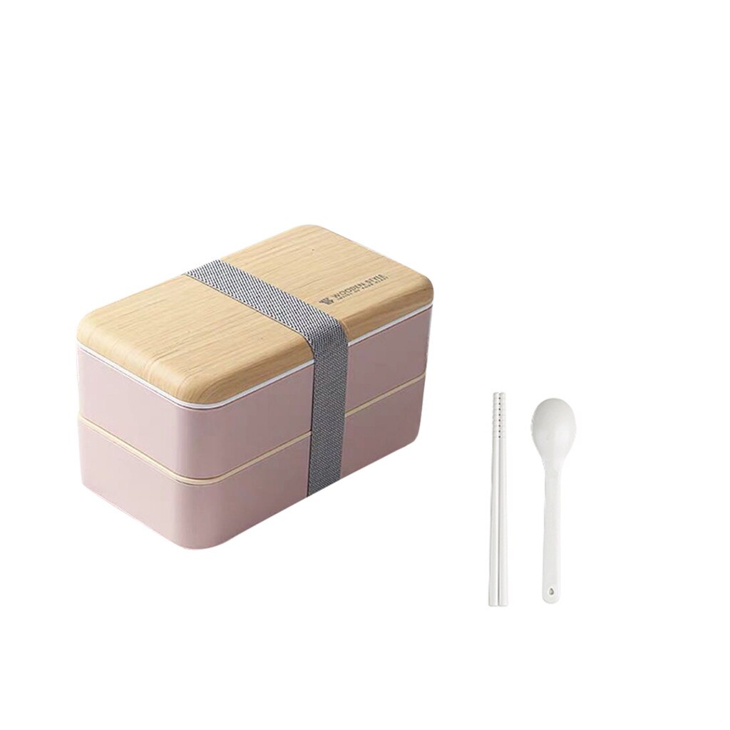 Microwave Lunch Box Japanese Wood Bento Box 2 Layer Container Storage Children School Office Portable Bento Box Food Container: A
