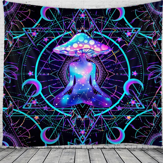 India Mandala Tapestry purple mushroom Wall Hanging Boho Decor Wall Cloth Tapestries Psychedelic Hippie Mandala Wall Carpet: 18