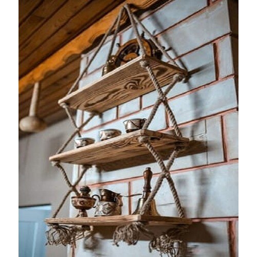 Elisra Houten Decoratieve 3 Touw Boekenkast Plank