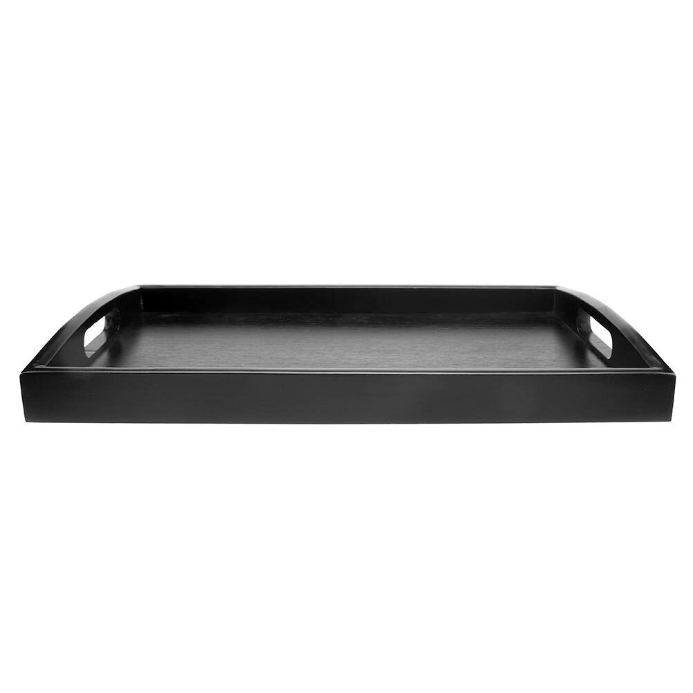 Serving Tray Large Black Wood Rectangle Food Tray Butler Breakfast Trays with Handles Easy to Grip LB88