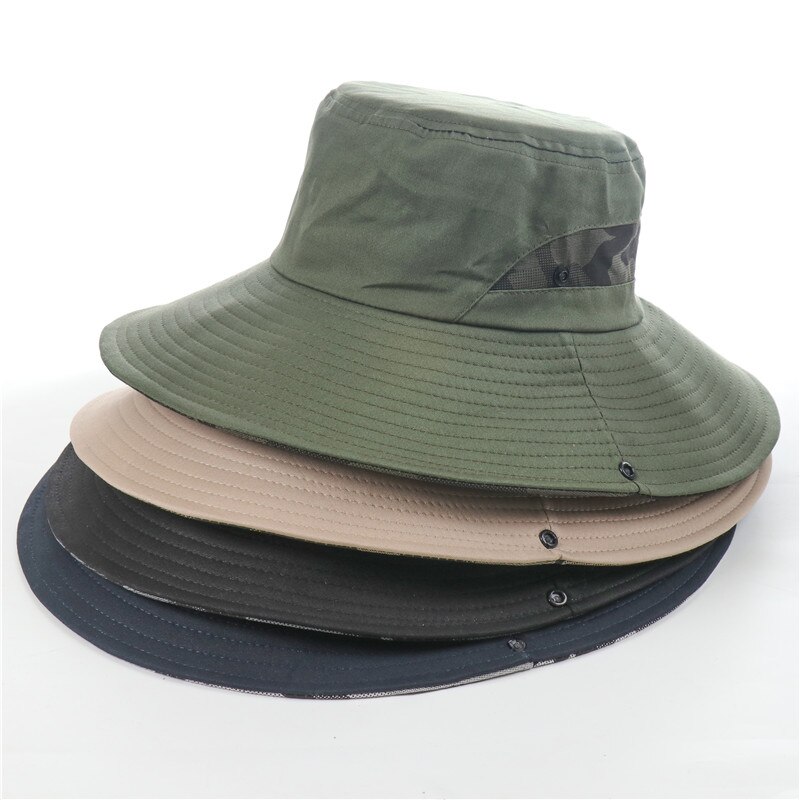 CAMOLAND Male UV Protection Sun Hats Camouflage Bucket Hat For Women Men Outdoor Fishing Hiking Hat Summer Boonie Beach Caps