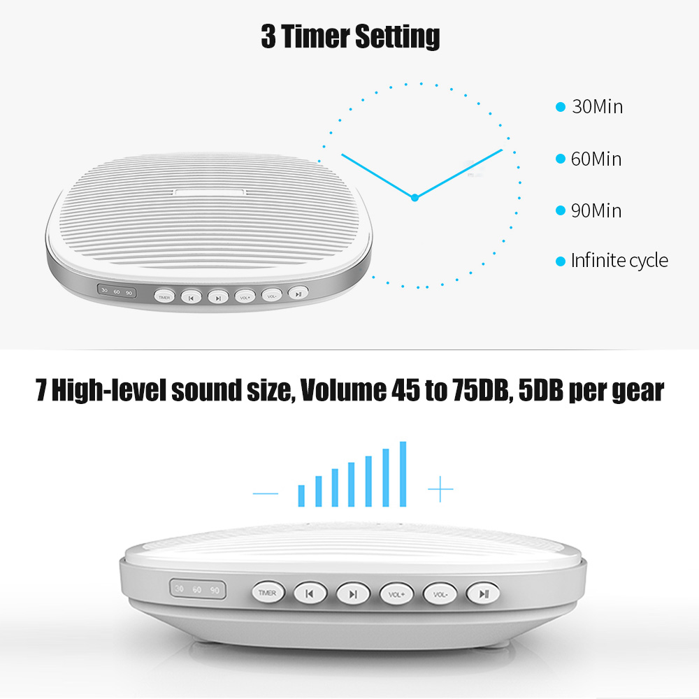 20 Soothing White Noise Machine Sounds Desktop Ultrathin Baby Sleep Machine Sleep Sound Machine 30/60/90min Volume Adjustable