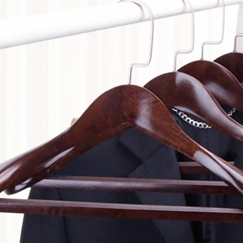 6Pcs Massief Houten Kleerhanger Brede Schouder Pak Rek Shirt Broek Truien Jurk Droogrek Kledingkast Organizer
