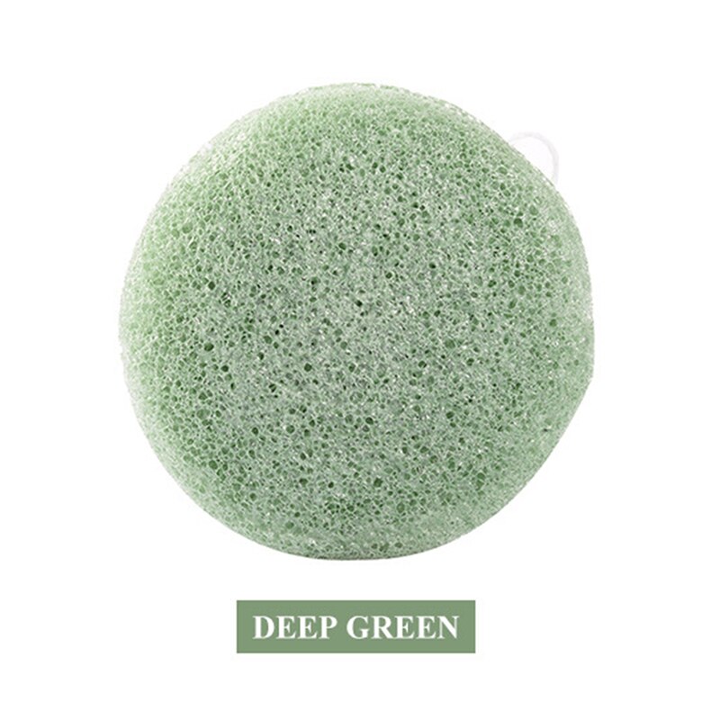 Natuur Ronde Vorm Konjac Spons Gezicht Spons Cosmetische Puff Herbruikbare Konjac Puff Facial Cleaner Huid Schoon: dark green