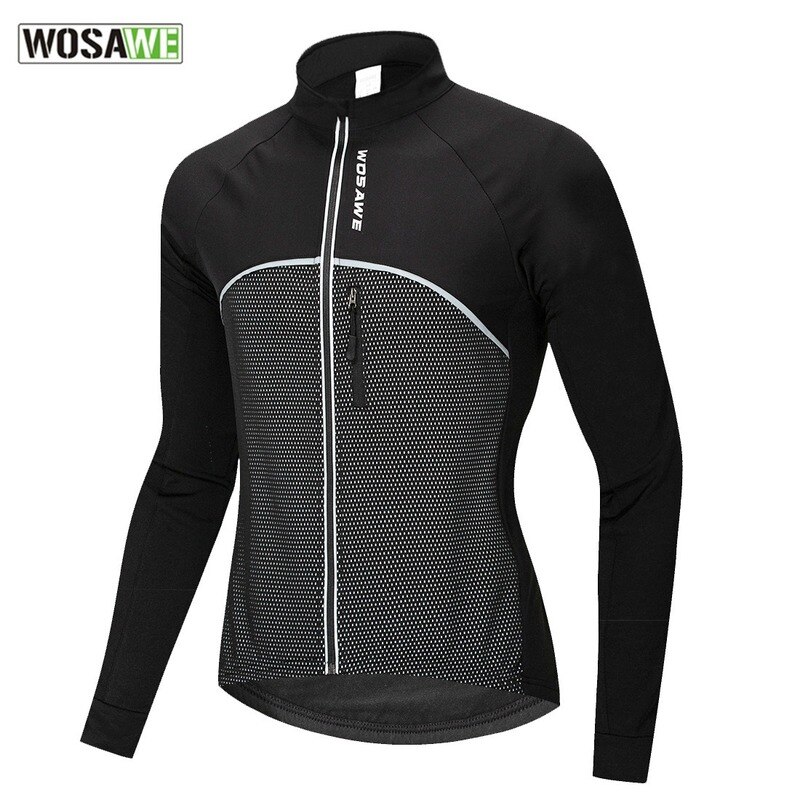 WOSAWE Autumn Winter Men Women's Cycling Jacket Reflective Clothing Windproof Warm Thermal Fleece Road Mountain Bike MTB Jackets