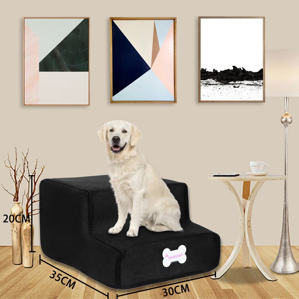 Pet Bed Stairs Pet Stairs Breathable Mesh Foldable Pet Stairs Detachable Dog Ramp 2 Steps Ladder for Small Dogs Puppy Cat Bed