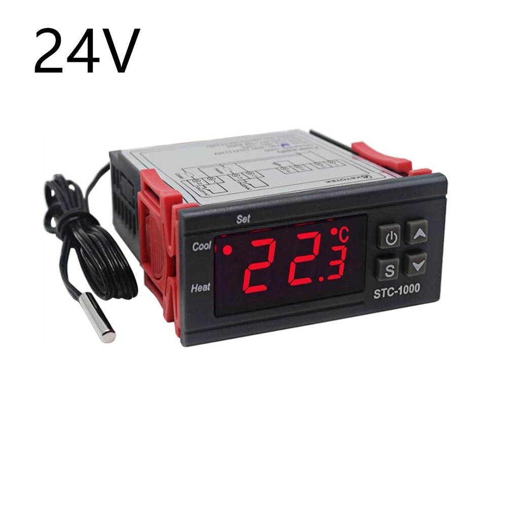 STC-1000 12v 24v 220v digital controlador de temperatura termostato termorregulador incubadora relé 10a led aquecimento refrigeração stc1000: 24V