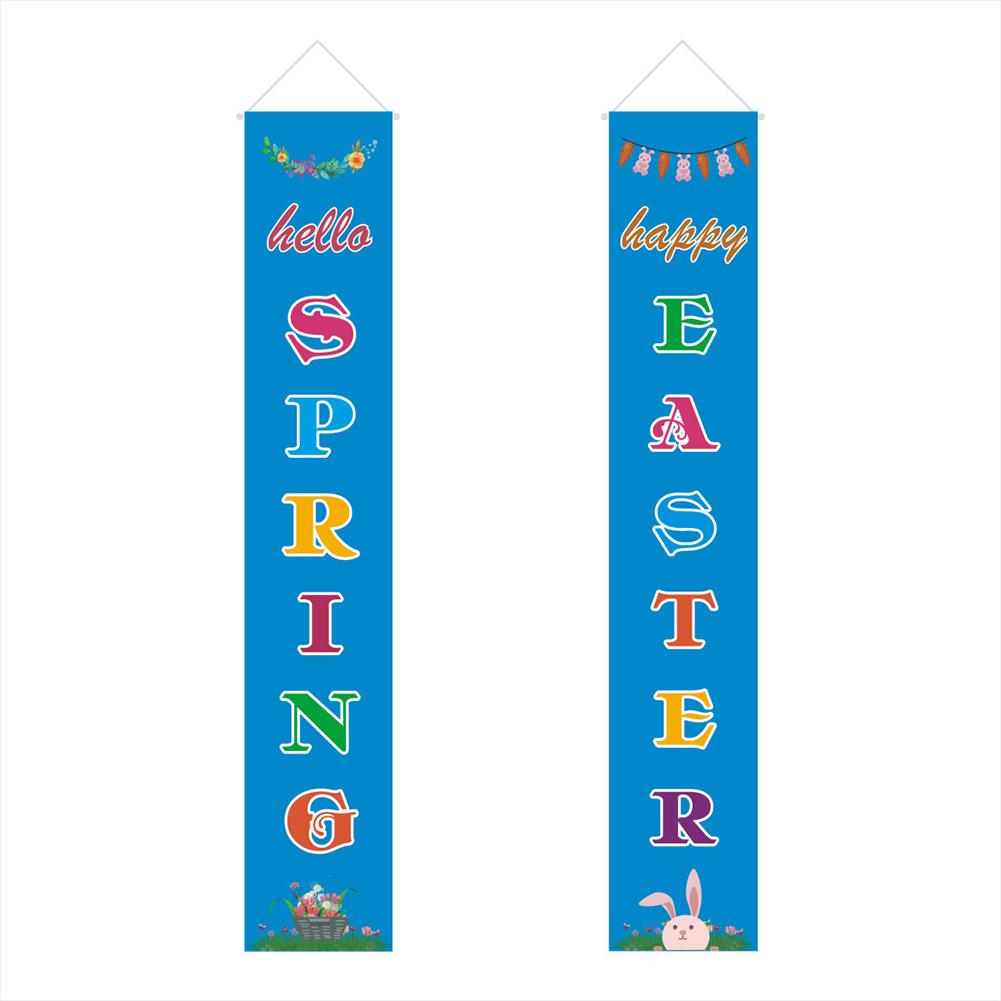 Panneau de pâques intérieur et extérieur, décoration d'œuf de lapin, bannière suspendue de bienvenue de pâques, fournitures de fête à domicile, panneaux de porte d'entrée: Bleu