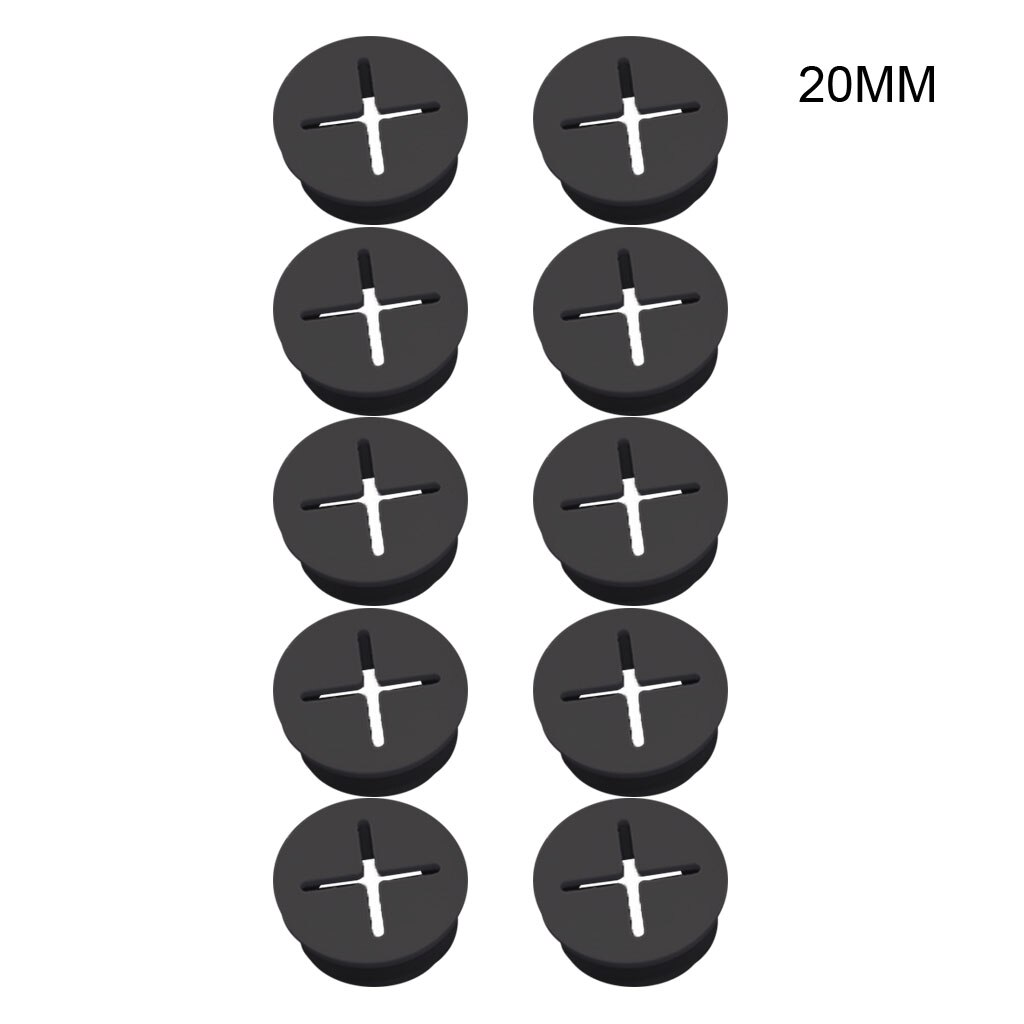 10 Pcs Flexible Wire Rubber Grommets Rubber Cable Cord Grommet for Desk Table Console Furnitures Hole Cover Dustproof: 20mm-BK