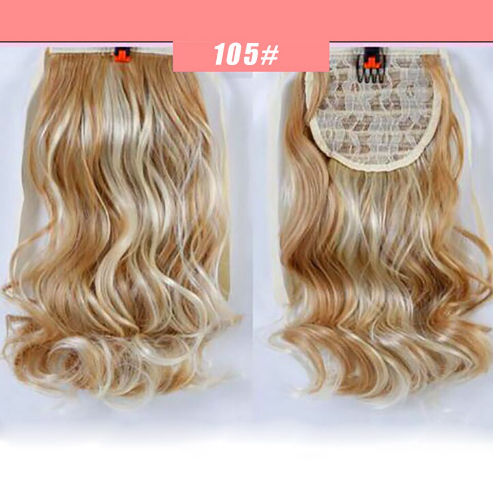 MEIFAN-Cola de Caballo ondulada corta, envoltura con cordón, cola de pelo sintética, postizo de Clip, extensiones de coleta: 105
