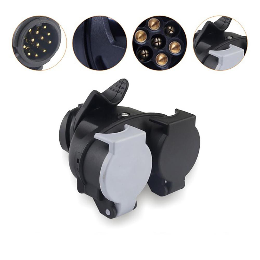 13 Pin To 7 Pin Double-head Connector RV Trailer Power Connector Plug Socket Connector Waterproof Conversion Adapter