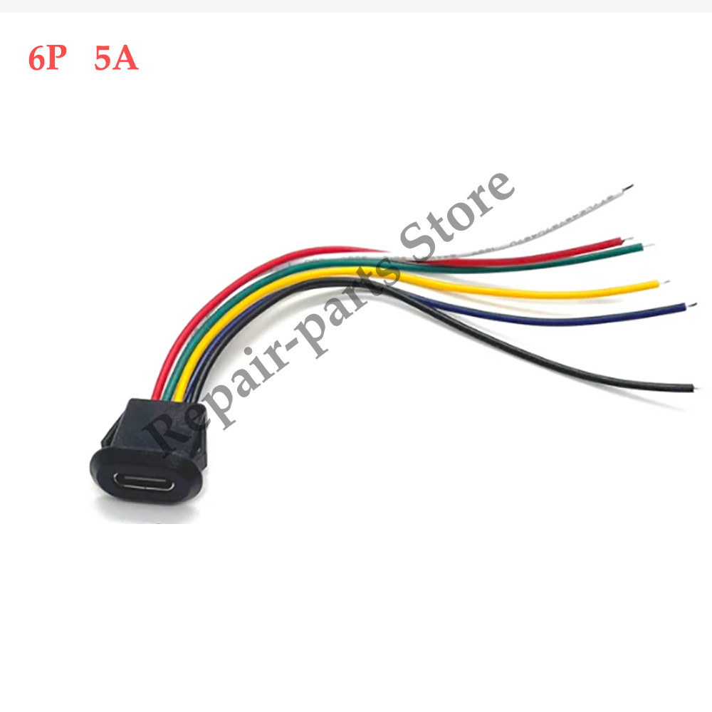 2 ~ 10PCS USB Typ-C Wasserdichte USB Stecker Direkte kompression weibliche basis Buchse Lade Interface Mit schweißen Draht: Rot / Unter 5 Stücke
