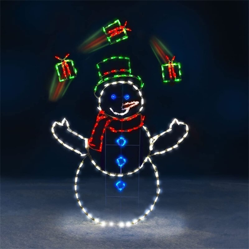 Christmas Fun Animated Snowball Fight Light String Outdoor Garden Snow Glowing Decorative Frame Winter Christmas Decor