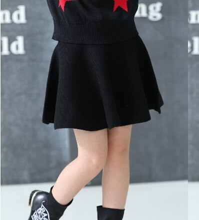 Tutu Rok Meisjes Gebreide Rokken A-lijn Rok Meisje Katoenen Gebreide Kids Outfit Kinderen Mini Rokken Waarschuwde Voor Lente Herfst: Solid Black Skirts / 12T