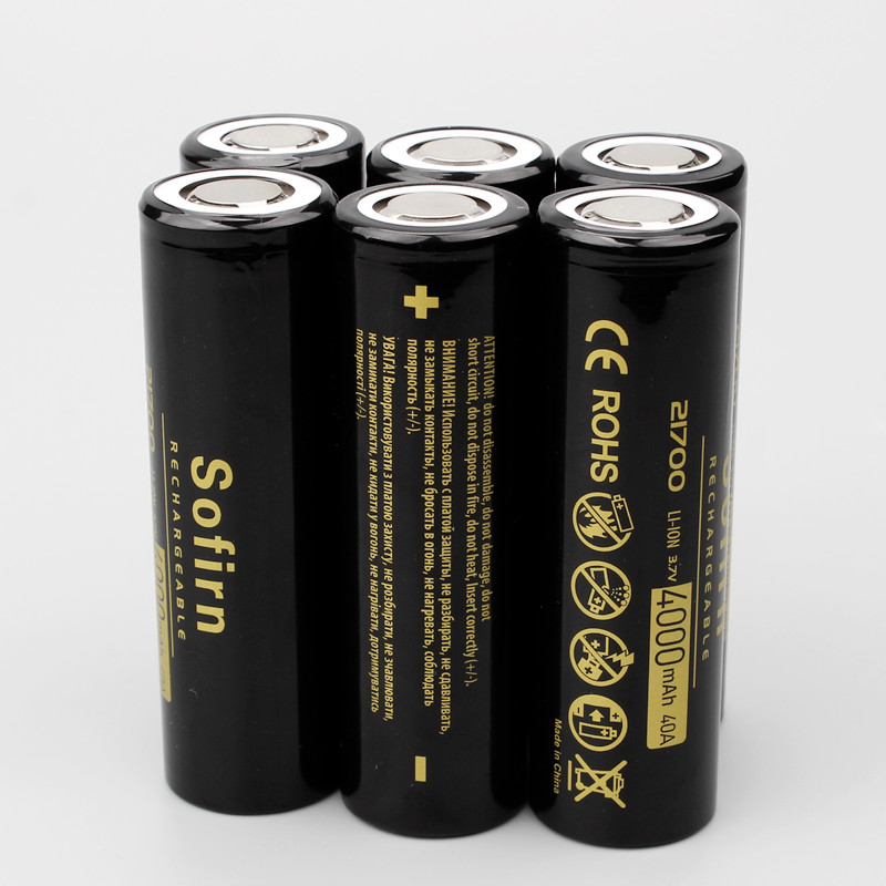 Sofirn 21700 batteri 4000 mah genopladeligt li-ion batteri 40a 3.7v 21700 celle genopladelige batterier: 6 stykker