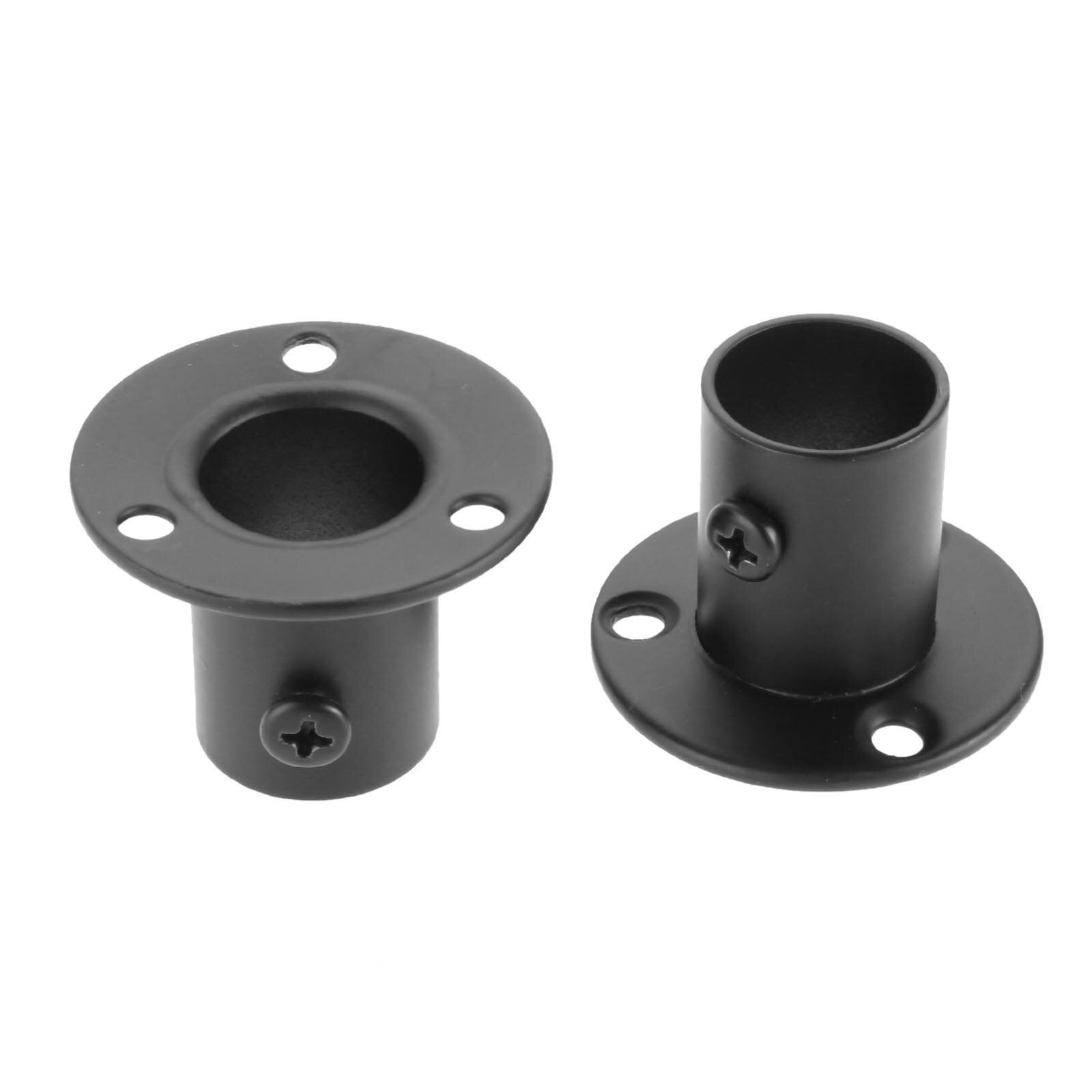 2Pcs/Kit Flens Staaf Houder Garderobe Opknoping Rail Rod Pole Socket End Ondersteuning Beugel Rvs 19/22/25/32Mm W/Schroef Zwart