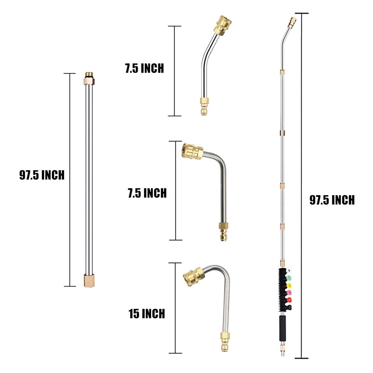 Gutter Cleaning Tool Pressure Washer - Extension Wands Roof Cleaner Lance Nozzle - 97inch Replacement Lance 1/4" Quick Connect