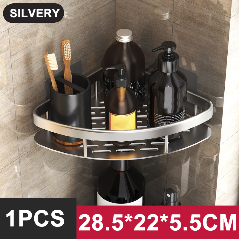 Keukenopslag badkamerplanken Organisator Aluminium Doucheplank Accessoires Shampoo Rek multi-scenario Geen boorplank
