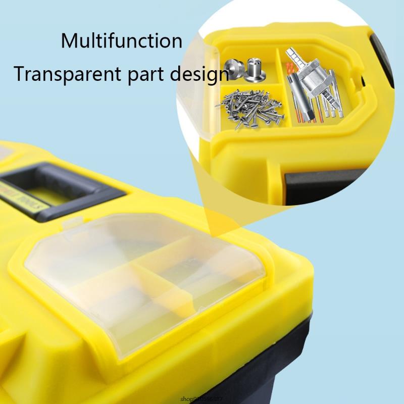 Plastic Tool Box with Removable Tool Tray for Home Improvement Mechanic Repair Construction Work Portable Anti-Fall