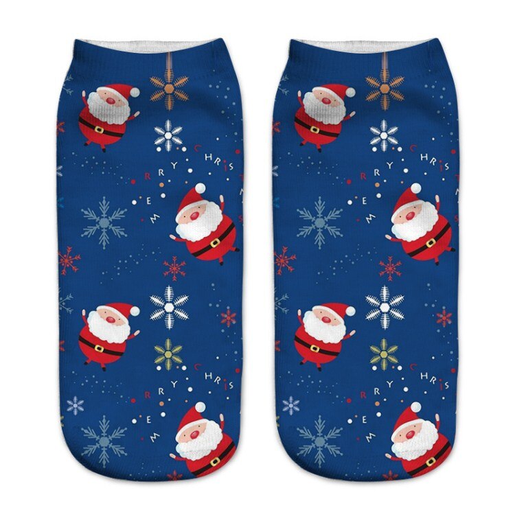 Kvinner 3d printin julesokker unisex tegneserie elg snømann santa sokker kvinner low cut ankel julesokker calcetines mujer -086: 8
