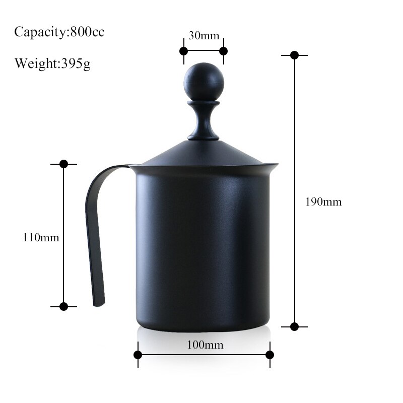 Handmatige Melkopschuimer, 400 ml 800 ml, Rvs Handpomp Melkschuimer, handheld Melk Opschuimen Werpers Voor Cappuccino Koffie: Teflon 800ml