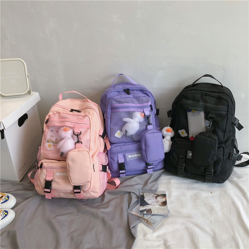 Hocodo oxford à prova dwaterproof água mochila feminina moda unissex net bolso sacos de escola para adolescente bagpack grande capacidade mochila viagem