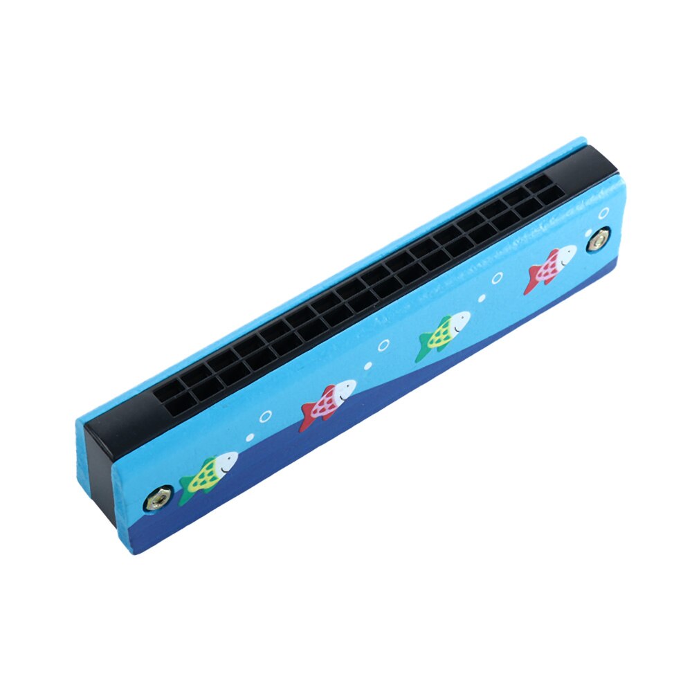 Double Row 16 Holes Children Wooden Painted Harmonica Kids Enlightenment Early Education Toys for Beginner Music Sense Training: J