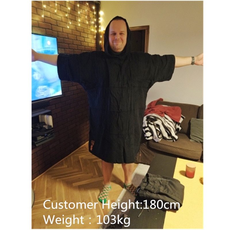 Surf poncho våddragt omklædningsdragt poncho med hætte til svømning, strandsport 320 gsm frotté 100%  bomuld overdimensioneret voksen