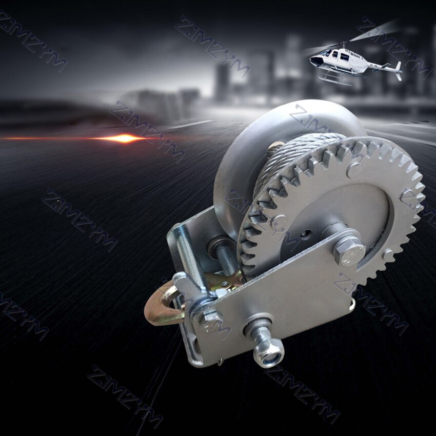 2500lbs Steel Cable Hand Winch Crank Gear Winch Atv Boat Trailer Heavy Duty Manual Winch 8m Cable Solid Wire Rope Hand Tool