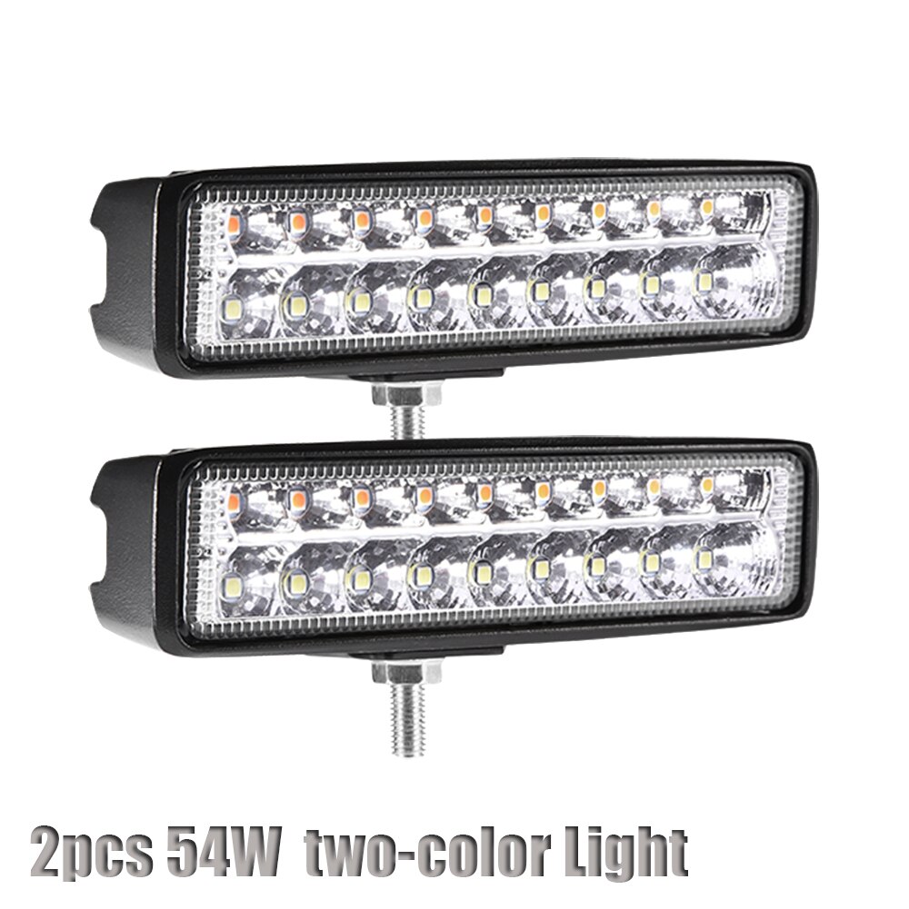 LED Scheinwerfer 12-24V Für Auto Motorrad Lkw Boot Sattelzug Offroad Arbeits Licht LED Arbeit Licht Scheinwerfer: 2pcs 54w two-color