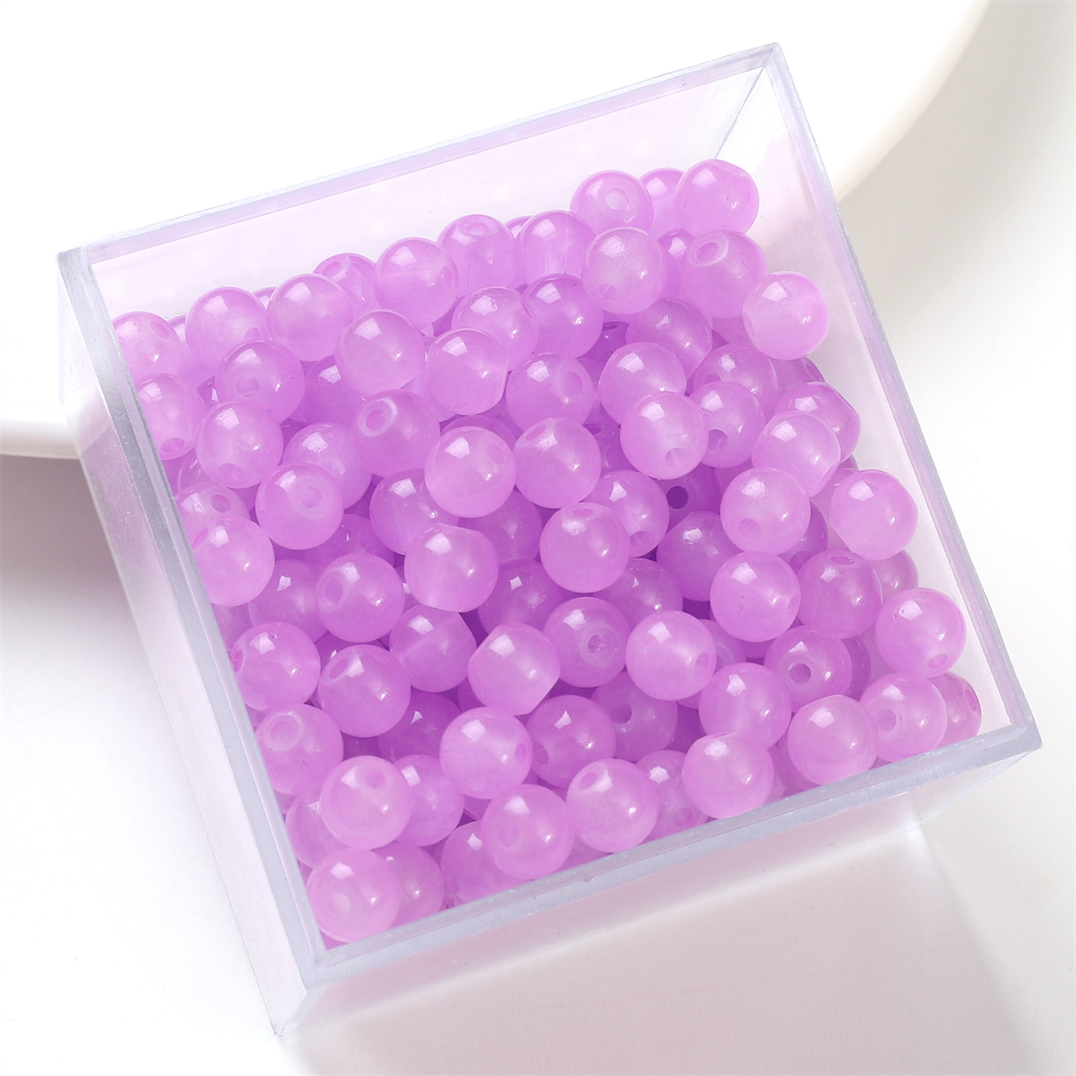 50pcs 6mm gelée de verre couleur unie Imitation Jade perles rondes perles en vrac bricolage à la main collier Bracelet perles bijoux accessoire: BLEU CIEL
