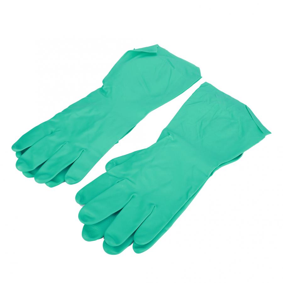 Guanti 5 coppie Riutilizzabile Guanti di Nitrile Resistente Ai Solventi Alcali Antiacido Casa Laboratorio di Lavoro A Mano Guanto di Protezione 32 centimetri di Lunghezza