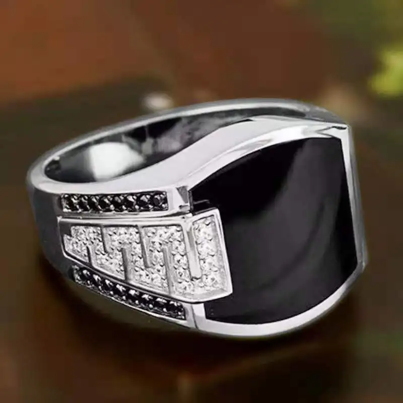 Bague chevalière turque faite à la main pour hommes, Vintage, tendance, bicolore incrusté de Zircon noir, aigle en métal, Punk, bijoux rétro pour fête de mariage: 12 / Violet