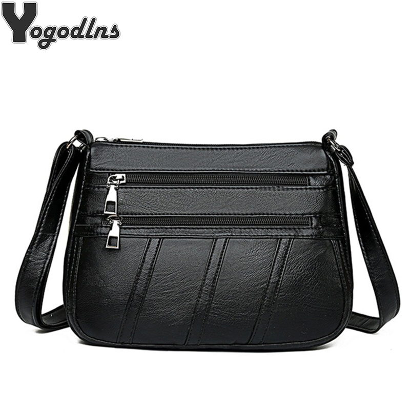 Women Messenger Bag Lady Shoulder Crossbody Bag Small Female pu Leather Handbag Black Flap Purse Bolsa