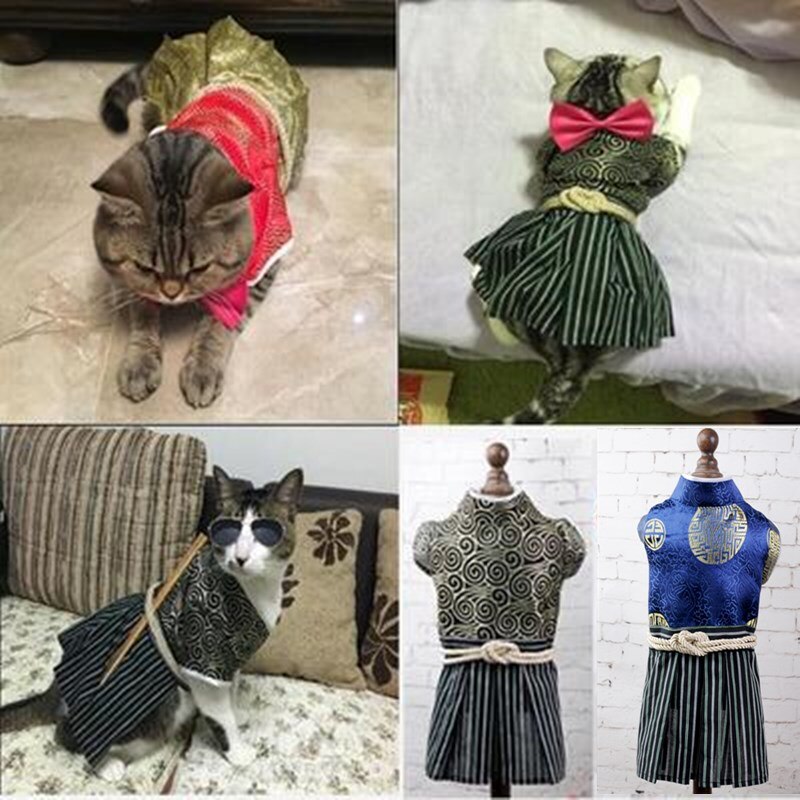 Ropa para perros y gatos, ropa para Samurai japonés, falda para caniche y osito de peluche, Kimono Samurai, vestido para mascotas, suministro de ropa para primavera y verano