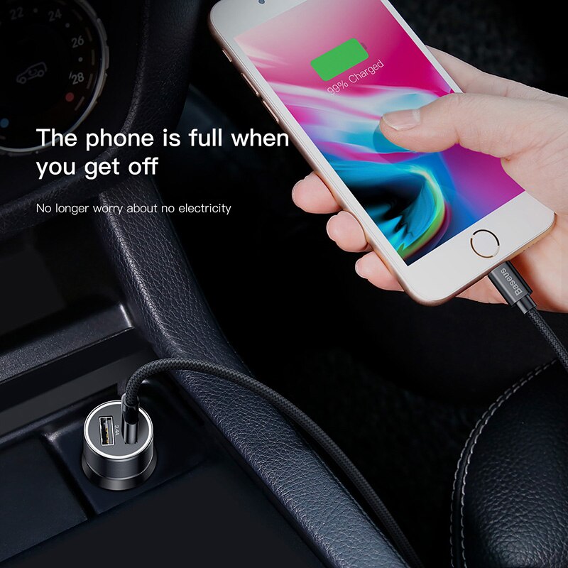 Baseus 36W Car Charger 3.4A Dual USB Fast Charging Universal Mobile Phone Type-C Cable Car Charger For Xiaomi For Samsung For iP