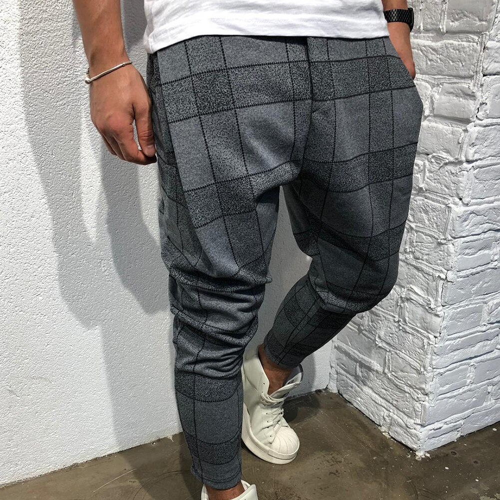 Mannen Plaid Pocket Laag Kruis Harembroek Broek Losse Fit Hiphop Street Wear Casual Mannen Broek Mannen Broek