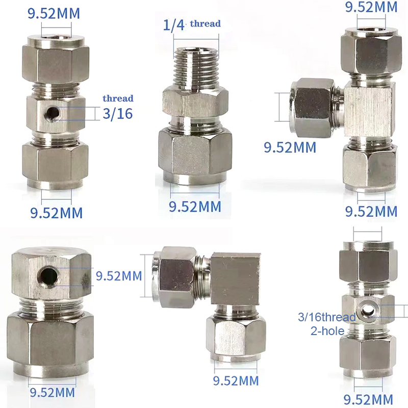 10 stuks hogedruk stoel vernevelingssysteem fittingen, rechte gezamenlijke mondstukken, snelkoppeling, tee elleboog, 3/8 ", 9,52 mm,