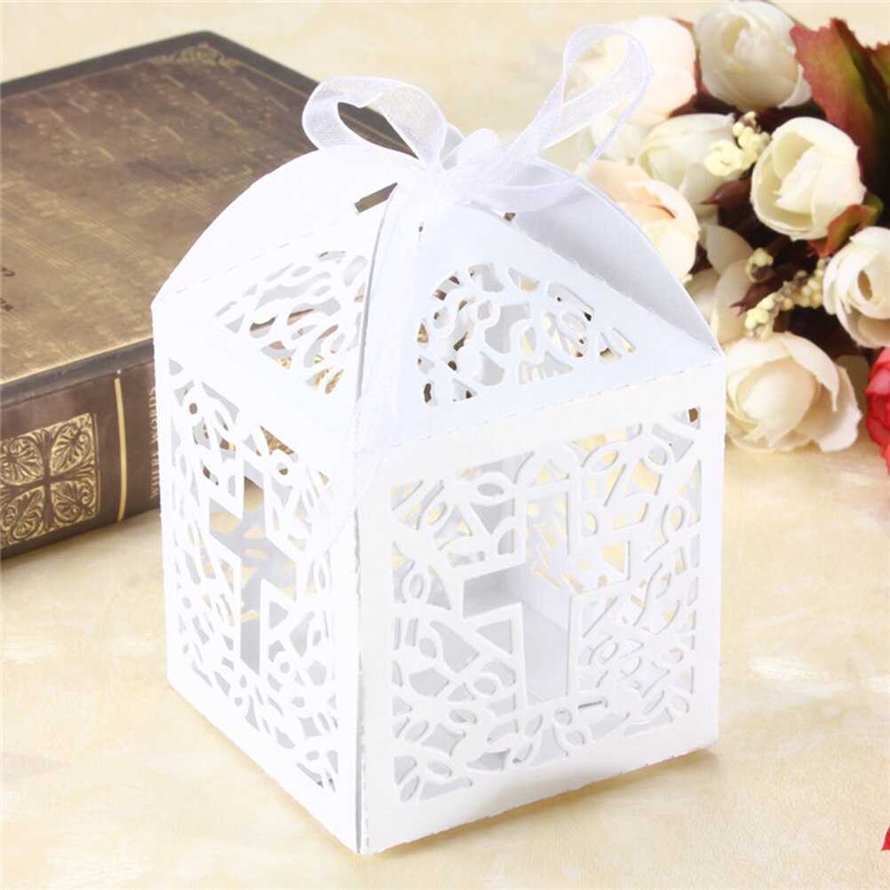 10Pc Cross Dozen Snoep Angel Box Voor Baby Shower Doop Verjaardag Eerste Communie Doop Party Favor Bag 5x5x8cm