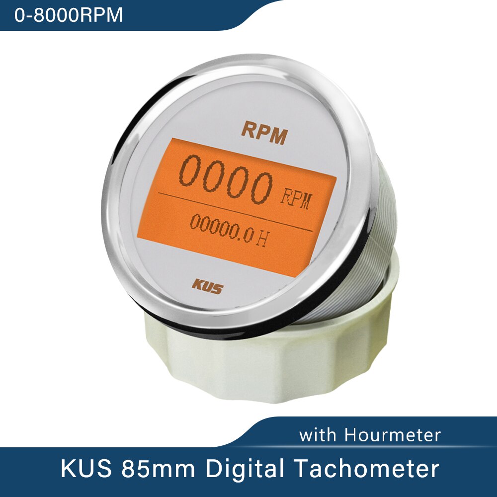 KUS Universal 0-3000/4000/6000/8000 RPM 85mm Tachometer Motor Geschwindigkeit mit Stunde Meter Hintergrundbeleuchtung Wasserdicht 12/24V für Auto Lkw