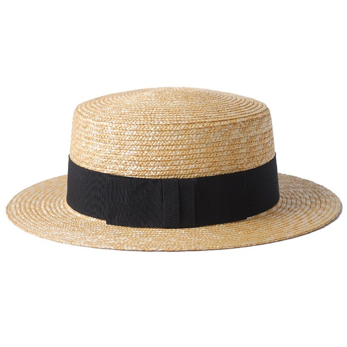 Sun Hat 100% Wheat Straw Summer Women Wide Brim Boater Beach Sun hat: Default Title