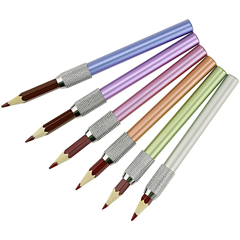 6 stk metalfarve stang single-end blyantforlænger blyantforlænger pen beholderpenforlænger penalhus