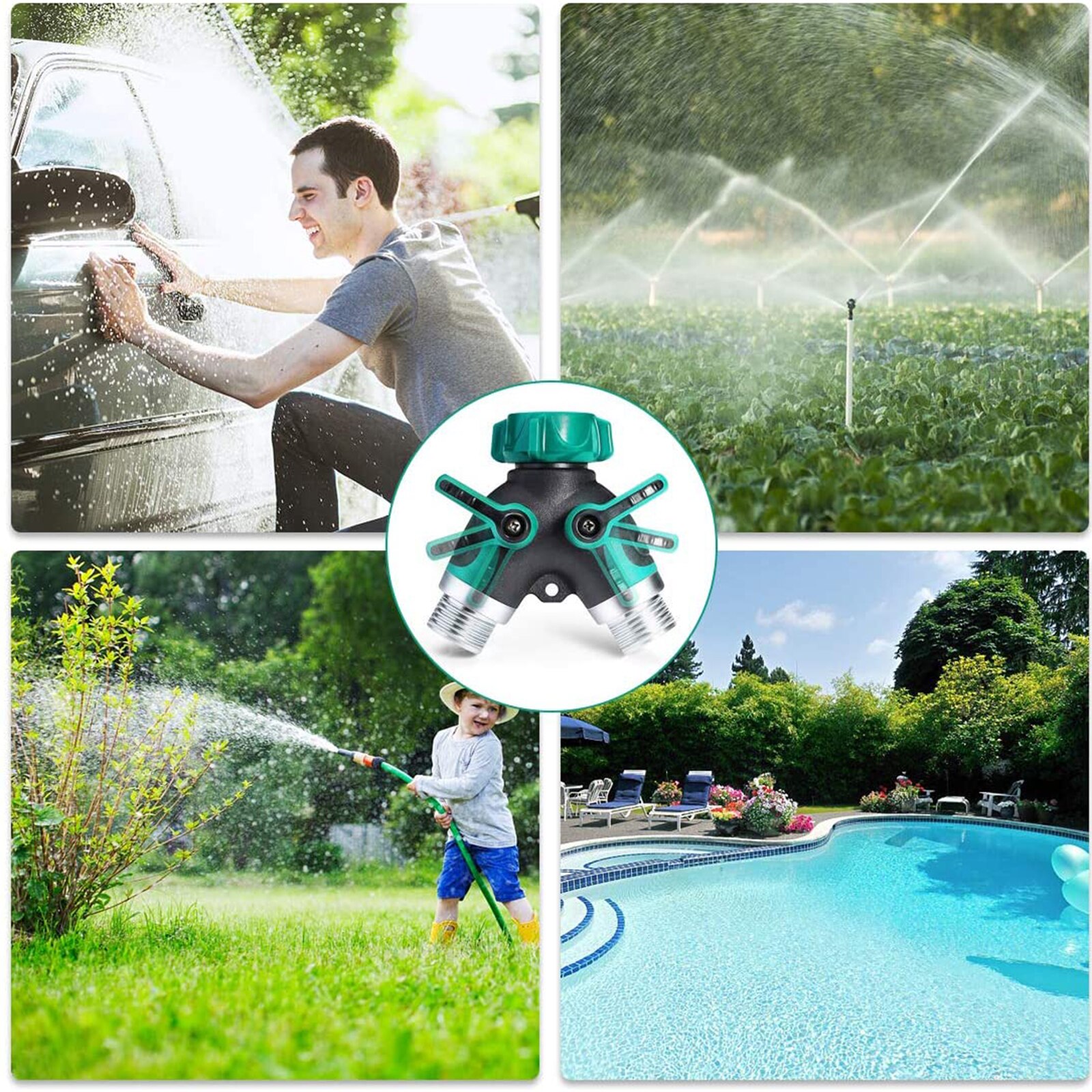 Hose Pipe Splitter Water Faucet Splitter KFF Metal Body Hose Connector Irrigation Connector-Water Faucet Splitter Metal Body