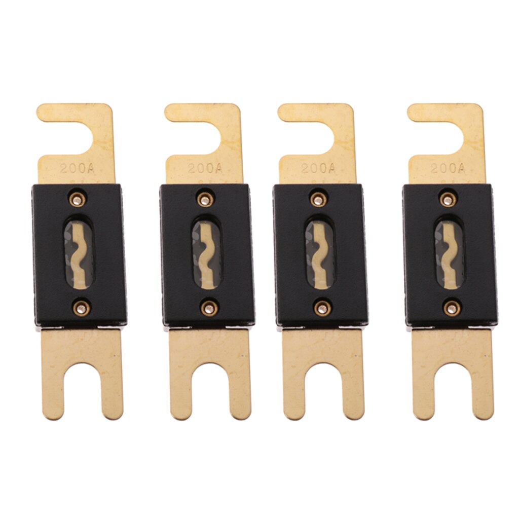 4pcs 12 Volts Universal 200AMP ANL Gold Plated Flat Blade Fuses For Car Automotive Vehicle