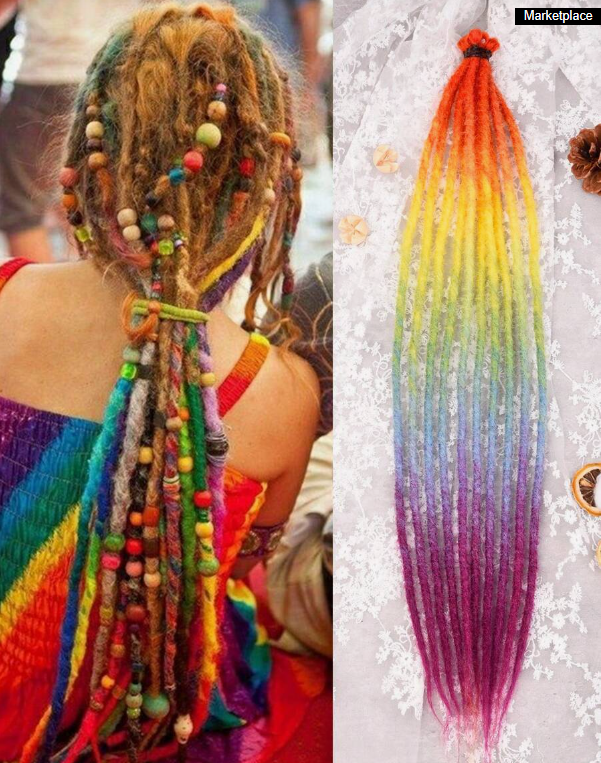 Extensiones de cabello rastas sintéticas de 24 pulgadas, rastas suaves de un solo extremo, rastas estilo Hippie para mujeres: Degradado / 10 unids/lote
