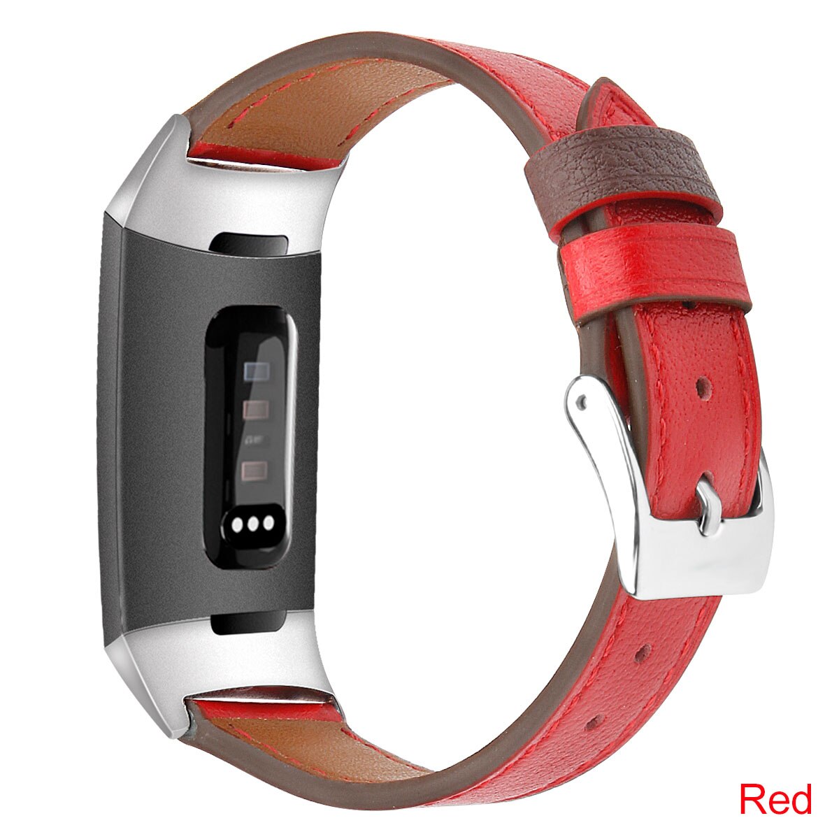 Essidi For Fitbit Charge 3 4 Leather Band Women Men Smart Bracelet Replacement For Fitbit Charge 3 4 Wristband Watch Strap Loop: Red / S